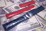 Genuine Leather Band Strap bracele (fits) Cartier TANK red / blue & clasp buckle