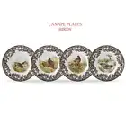 Spode Woodland Birds Canape Plates Set Of 4 Duck Pheasant Quail New In Box