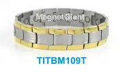 Cool High power mens magnetic Titanium bracelet (5000 gauss magnets) Silver&Gold