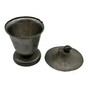 Pewter Footed Cup Goblet or Vase Engraved Flowers and Pewter Lid