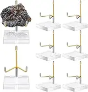 8 Pcs Acrylic Easel Stand Adjustable Metal Arm Display Stand Easel Mineral Display with Clear Acrylic Base for Gemstones Crystal Mineral Agate Plates (2.4 x 2.4 x 4.1 Inch)