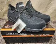 NEW-WOMAN'S SKECHERS WORK SHOE W/COMPOSITE TOE-MEMORY FOAM INSOLES -SIZE 8 BLACK