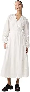 YASLUMA LS Long Wrap Dress S. Noos Women's Wrap Dress, Star White, X-Small, Star White, XS