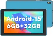7 inch Tablet Android 15 Tablets, 6GB RAM 32GB ROM 1TB Expandable, Quad-Core Processor Tablet PC, WiFi6, 3000mAh Battery, Bluetooth, 1024 x 600 IPS Touch Screen, 2+5MP Dual Camera, GMS Certified, Navy