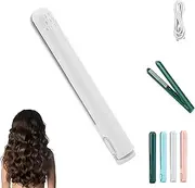 Mini Dual-Purpose Curling Iron,2024 New USB Mini Dual-Purpose Hair Straightener Curling Iron,Mini Ceramic Curling Iron,Cordless Portable Travel Curling Wand,Dormitory Small Portable Strai (White)