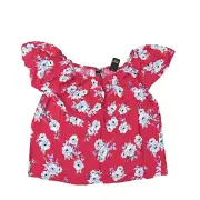 NEW Torrid Women's Plus Size 1 Blouse Top Short Sleeve Pink Floral Rayon Boat Ne