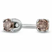 0.1 CT. T.W. Champagne Diamond Solitaire Stud Earrings in 14K White Gold