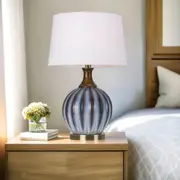 Yoni Table Lamp in Antique Brass and White