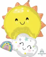 SUPER SHAPE RAINBOW SKY FAMILY CLOUDS SUN BALLOON PARTY DECORATIONS