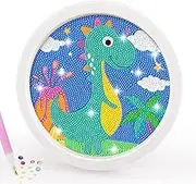 ACSAUMMY 5D Diamond Art Painting Kits for Kids with Wooden Frame Dinosaur Diamond Art and Crafts for Kids Ages 6-8-10-12 Full Drill Painting by Number Kits Gem Art with 6.7 inch Diamond Paint Frames