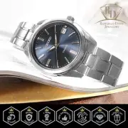 SEIKO Mens Watch Classic Quartz Blue Dial Grey Titanium Sapphire Crystal SUR373