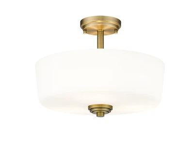 Arlington 3-Light Semi Flush Mount Ceiling Light In Heritage Brass