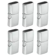 10mm x 5mm Flat Leather Clasps, 6Pcs Steel Clasps for DIY Crafts (Silver)