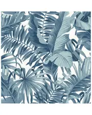A-Street Prints Alfresco Navy Palm Leaf Wallpaper