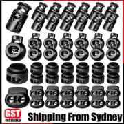 200PCS Cord Locks Toggle Plastic End Spring Stopper Slider Backpack Lock Holes