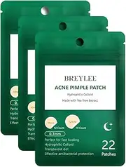 Acne Treatment, BREYLEE Tea Tree Acne Patch Hydrocolloid Acne Dots Invisible Spot Cover for Acne Absorbing, Pimple Healing, and Blemish Spot Treatment (2 Pack, Day and Night, 44 Count)