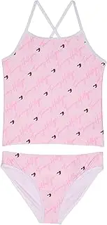 [Tommy Hilfiger] Girls' Two-Piece Swimsuit, Tonal Script Kini Orchid Pink, M8/10