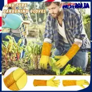 Pair of Long Leather Garden Gloves Rose Pruning Thorn Proof Protective Sleeve AU