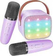 Karaoke Machine for Kids,Mini Karaoke Machine with 2 Wireless Microphones,Portable Bluetooth Home Party (P-Ink)