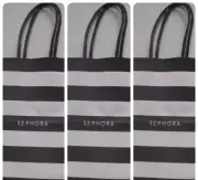 3X Sephora Mini Small Paper Shopping Gift Bag - Store Black Stripes