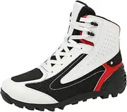JiuQing Men's Motorcycle Shoes Street Riding Boots Lightweight Anti-Slip Outdoor Travel Lace-Up Boots