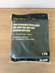 POWERTEC 75025 High Efficiency Filter Bags For Shop Vac Wet/Dry (2 PACK)