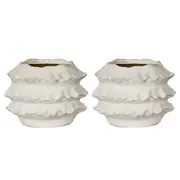 2PK Belle Frilly Ceramic Planter Indoor Plant Container/Holder Large 20.5cm WHT