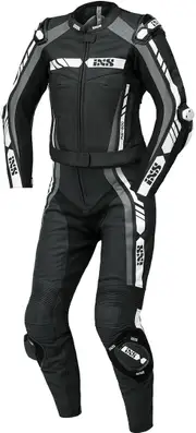 IXS RS-800 1.0 Two Piece Ladies Motorcycle Leather Suit, black-grey-white, Size 34 for Women Black Grey White