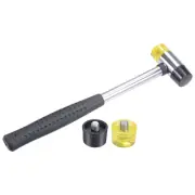 25mm Double-Faced Rubber Hammer with Soft/Hard Replacement Mallet Non-Slip Grips