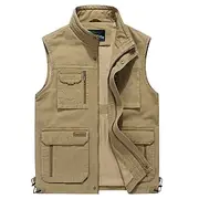 Men's Fishing Vest Hiking Vest Sleeveless Jacket Coat Top Outdoor Breathable Quick Dry Lightweight Sweat wicking Summer Spring Cotton khaki Army Green Fishing