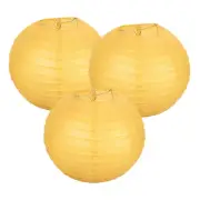 3Pcs Decorative Hanging Round Paper Lanterns 20cm/8", Yellow