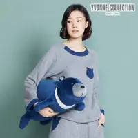 在飛比找誠品線上優惠-YVONNE COLLECTION黑熊趴姿抱枕-丈青藍