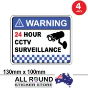 4 PACK Warning CCTV Security Surveillance Camera Sticker Sign 130mm x100mm