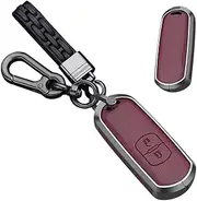 TECART Leather Key Case Fit For Mazda CX-3 CX-4 CX-5 CX-7 CX-9 Metal Key Holder Key Fob Cover Accessories Protector 2 Button