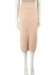 Pink Wool Karligraphy Jacquard Midi Skirt