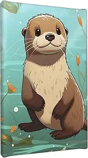 LHDGBWC Canvas Wall Art for Living Room Wall Decor Modern Artwork Painting Pictures Hanging Canvas Prints Cartoon Cute Otter Aesthetic Wall Art for Bedroom Bathroom Office Wall Art Decor 8"x12"