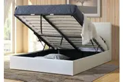 Istyle Prada Queen Gas Lift Ottoman Storage Bed Frame Pu Leather White