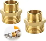 2 Pieces Reduction 3/4 to 1/2, 20 x 25 mm Brass Double Nipple, Reduces reducing Nipple, Both Sides, External Thread, Hose Connection, Adapter for Water Pipe, reducers, Drinking Water Suitable
