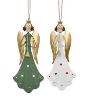 bulk 12 Xmas Metal Angel Hanging 2 Assort Christmas Decor 9x20cm