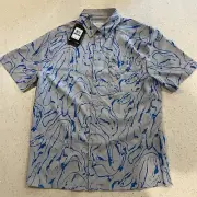 NWT Under Armour Men's Large LG Dockside SS Shirt Gray Blue UPF 30 Fishing Boat