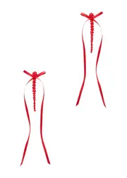 Simone Rocha Bow Beaded Drop Earrings - Red ONE SIZE