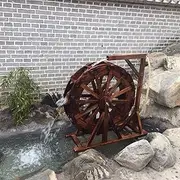 Wooden Waterwheel Fountain Garden Decoration Water Feature Waterfall, Wooden Waterwheel Fountain for Terrace Pond Pool, Retro Country Decoration (Size : 80cm(31.5inch))