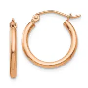 17mm 10k Rose Gold Polished 2.5mm Lightweight Tube Hoop Earrings 10TF829