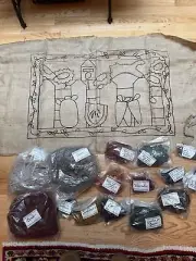 primitive rug hooking kit Pattern Angus Burlap Hand Dyed 1/4” Strips Directions