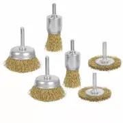 2-Pack 3 Pcs Brass Wheel & Cup Wire Brush Drill Bit Set Rust Paint Attachment