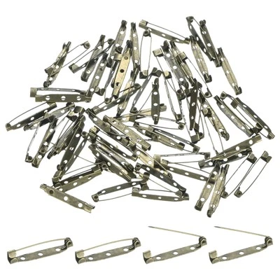 60Pcs Bar Pins, 35mm Brooch Pin Backs Clasp for Badges/Tag/Corsage Bronze Tone