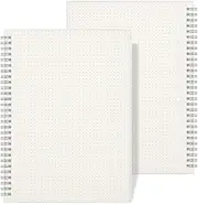 Spiral Dot Grid Notebook,Wiisdatek A5 Bullet Dotted Journal Notebook 80 Sheets Per Book,Hardcover Bound Journal with Elastic Closure Strap,Wirebound,5.5X 8.5 in(2 Pack)