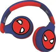 Lexibook HPBT010SP Spiderman 2 in 1 Bluetooth Headphones for Kids Stereo Wireless Wired, Child Safe for Boys Girls, Foldable Adjustable Red/Blue