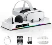 Charging Dock for Oculus Quest 3/3S, Magnetic VR Charger with 2 Rechargeable Bat