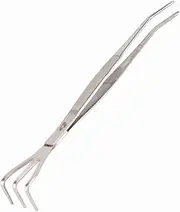 2 in 1 Stainless Steel Bonsai Tool Set, Root Rake Tweezers for Soil Loosening Weeding Pruning, Antirust Gardening Tool with Non Slip Handle for Bonsai Care Indoor Plants